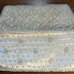 1960s Vintage Cream Beaded Clutch -  Made in Hong Kong by K. Gimbal